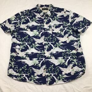 Hammond & Co LTD Patrick Grant Short Sleeve Button Shirt Mens XXL Cotton Birds